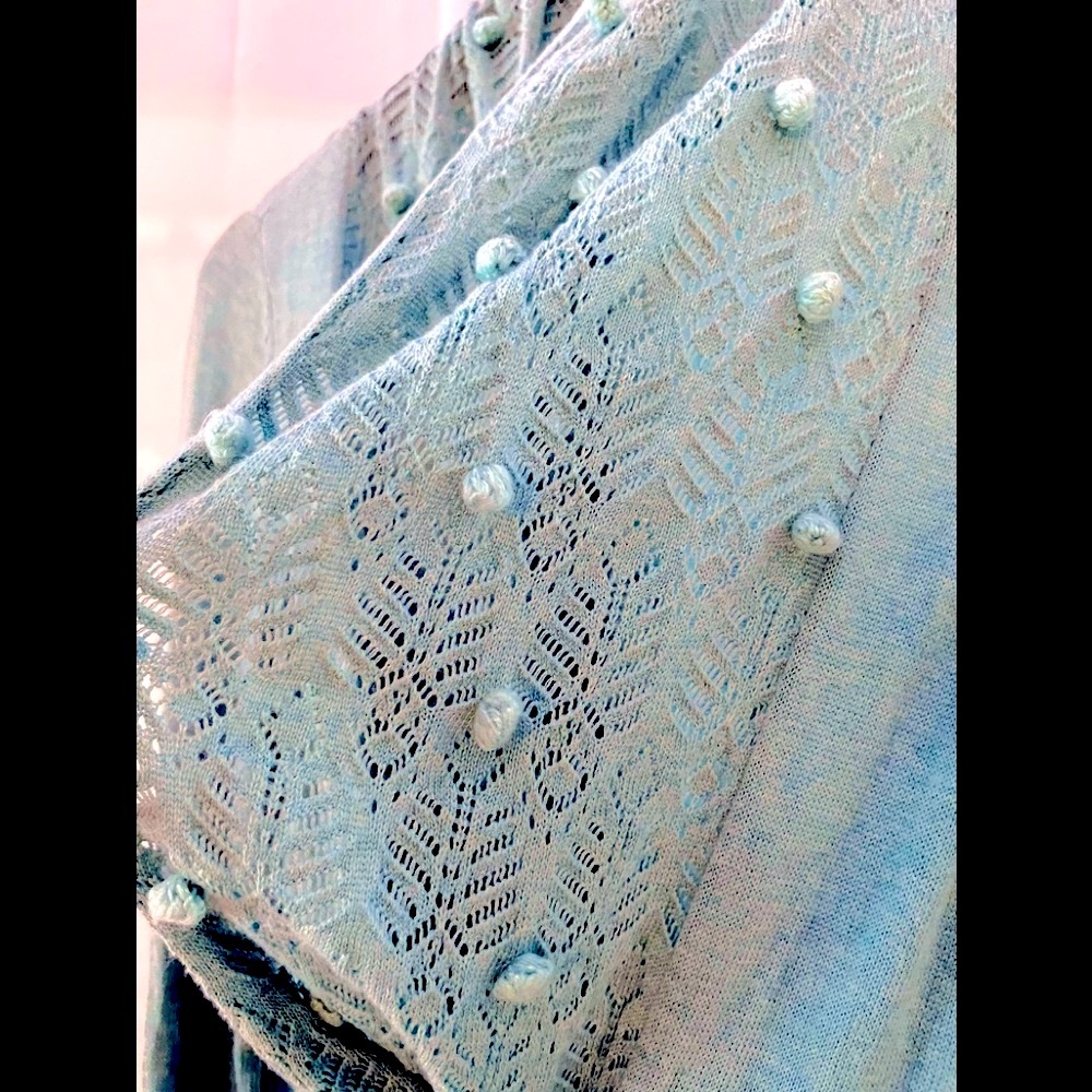 Anthropologie Light Turquoise/Aqua Color Boho Cardigan - Picture 9 of 12